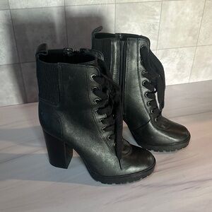 Steve Madden Black Lace-Up Ankle Boots